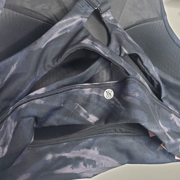 NWT Victoria's Secret Sport XXL Black Blue Abstract Marble Print Sports Bra - Picture 7 of 16